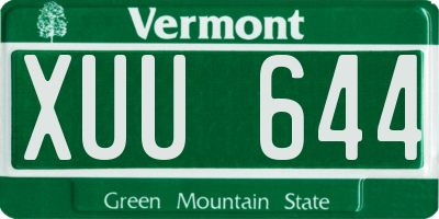 VT license plate XUU644