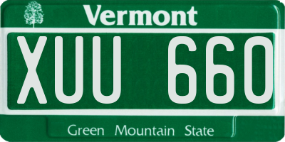 VT license plate XUU660