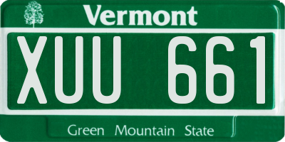 VT license plate XUU661