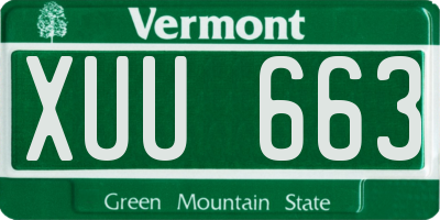 VT license plate XUU663