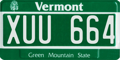 VT license plate XUU664