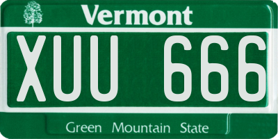 VT license plate XUU666