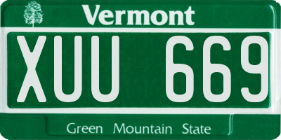 VT license plate XUU669