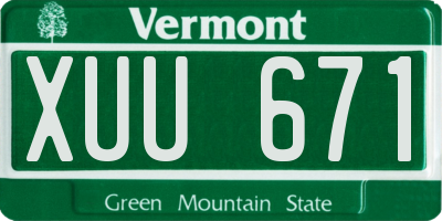 VT license plate XUU671