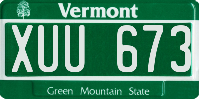 VT license plate XUU673