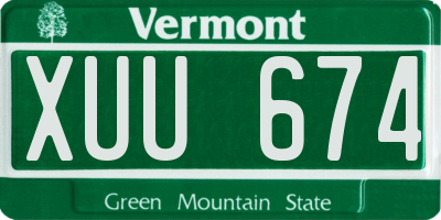 VT license plate XUU674