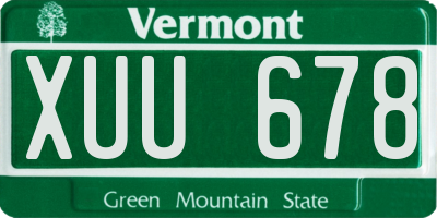 VT license plate XUU678