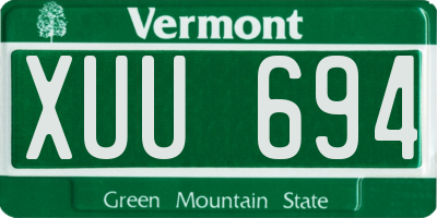 VT license plate XUU694