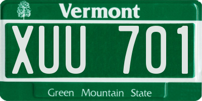 VT license plate XUU701