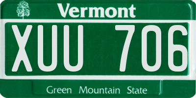 VT license plate XUU706