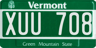 VT license plate XUU708