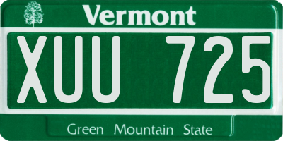 VT license plate XUU725