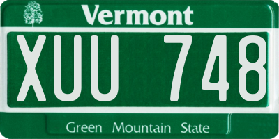 VT license plate XUU748