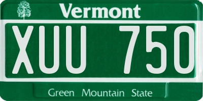 VT license plate XUU750