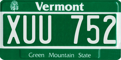 VT license plate XUU752