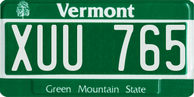 VT license plate XUU765
