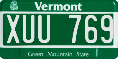 VT license plate XUU769