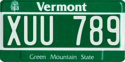 VT license plate XUU789