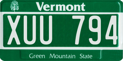 VT license plate XUU794