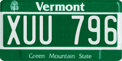 VT license plate XUU796