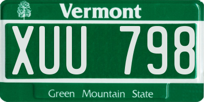 VT license plate XUU798