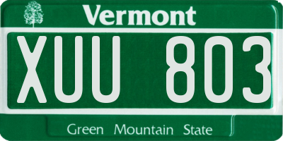 VT license plate XUU803