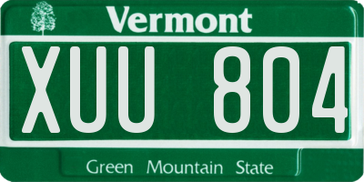 VT license plate XUU804