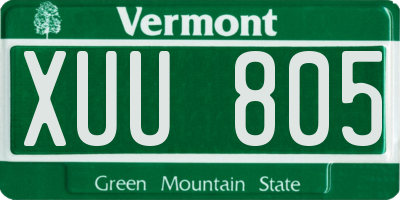 VT license plate XUU805