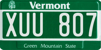 VT license plate XUU807