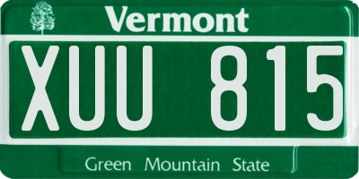 VT license plate XUU815