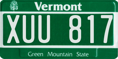 VT license plate XUU817