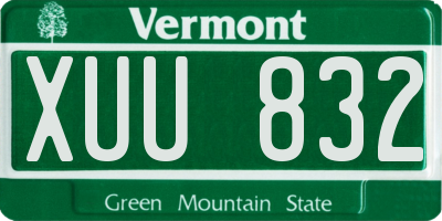 VT license plate XUU832