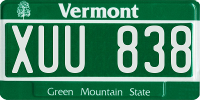 VT license plate XUU838