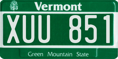VT license plate XUU851