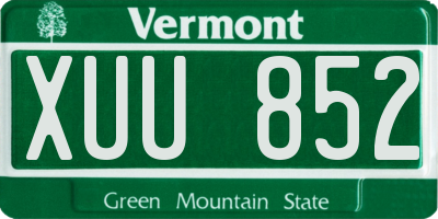 VT license plate XUU852