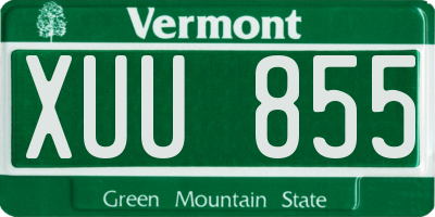 VT license plate XUU855