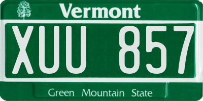 VT license plate XUU857
