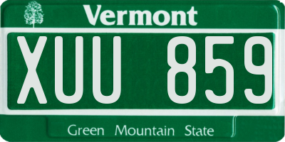 VT license plate XUU859