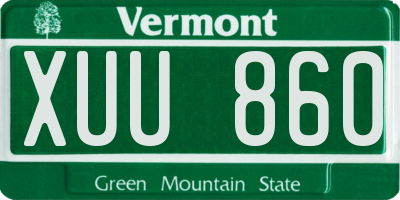 VT license plate XUU860