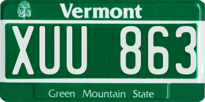 VT license plate XUU863