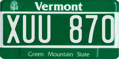 VT license plate XUU870