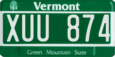 VT license plate XUU874