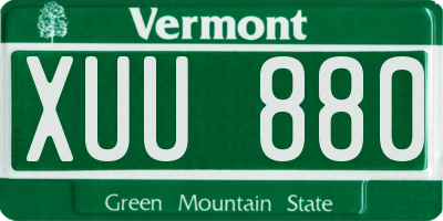 VT license plate XUU880