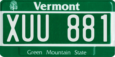 VT license plate XUU881