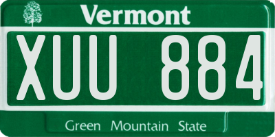 VT license plate XUU884