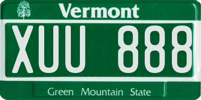 VT license plate XUU888