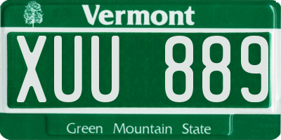 VT license plate XUU889