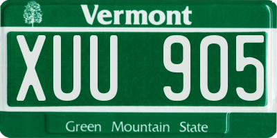 VT license plate XUU905