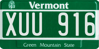 VT license plate XUU916