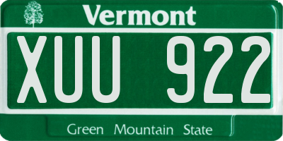 VT license plate XUU922